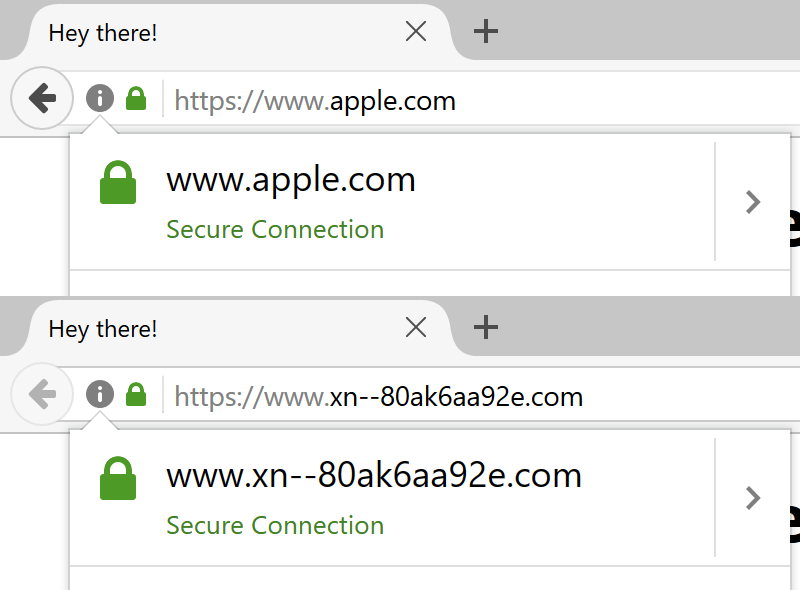 Punycode display in browsers